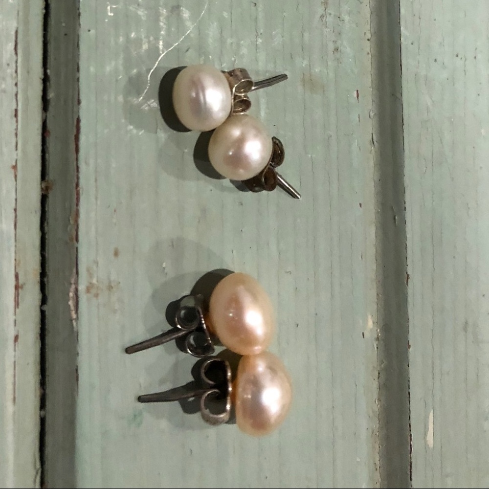 Lot of 4 Earrings - Pearls, Pink Stone, Gold Balls